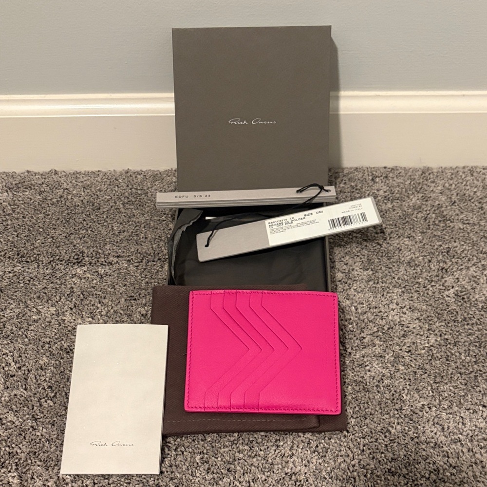 Rick Owens Leather Hot Pink Card Holder